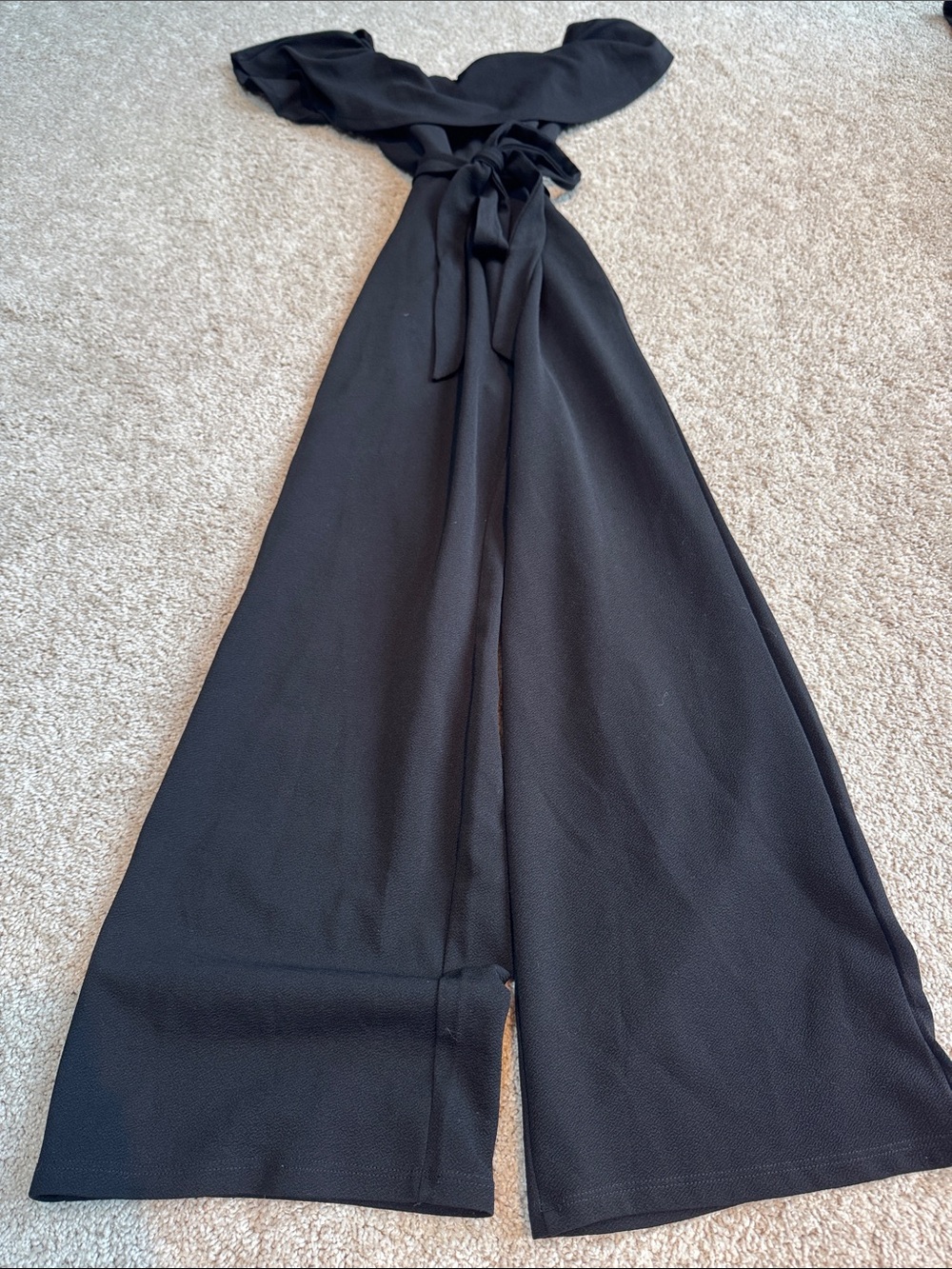 Almost Famous Black Wide-Leg Jumpsuit with Waist Tie